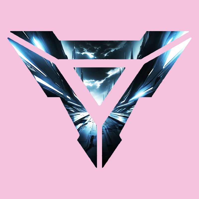 Futuristic Cyber Realm Triangular Design