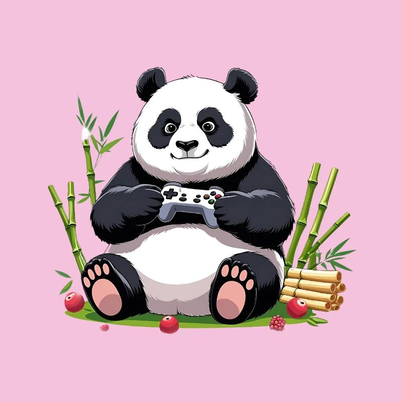 Cute Panda with Gaming Controller
