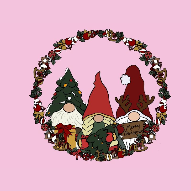 Wichtel  im Weihnachtskranz