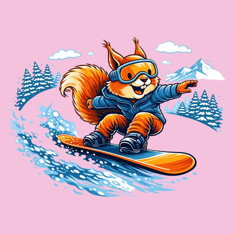 Funny Snowboard Squirrel – Winter Fun