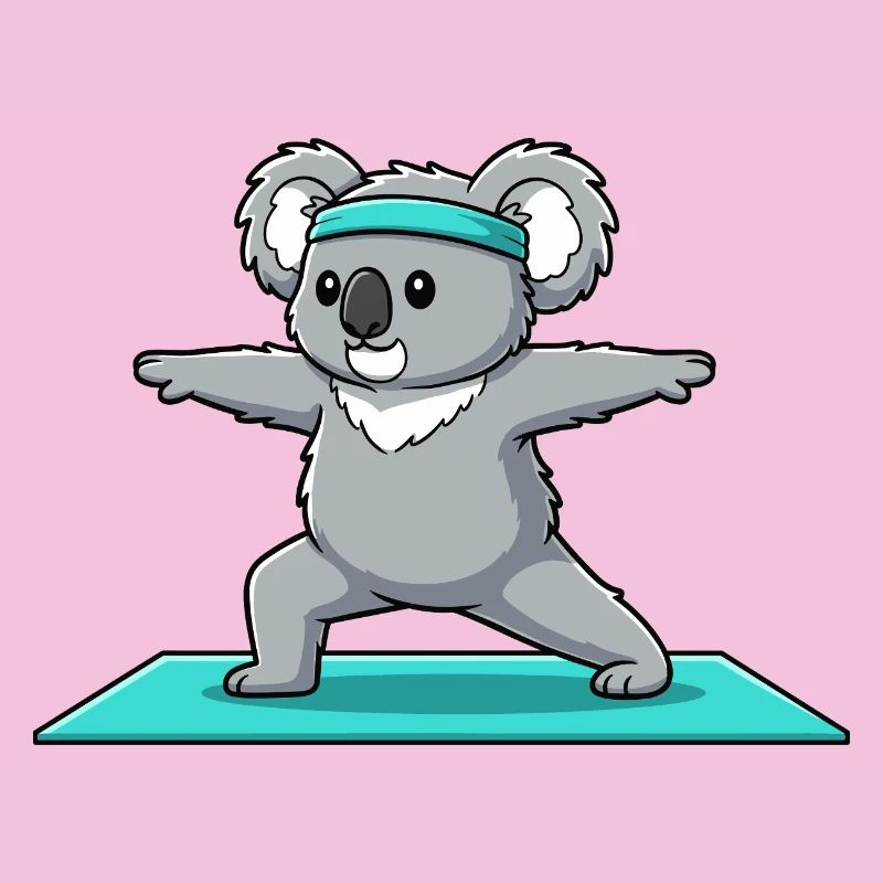 Yoga Koala Bear Doing Warrior Pose