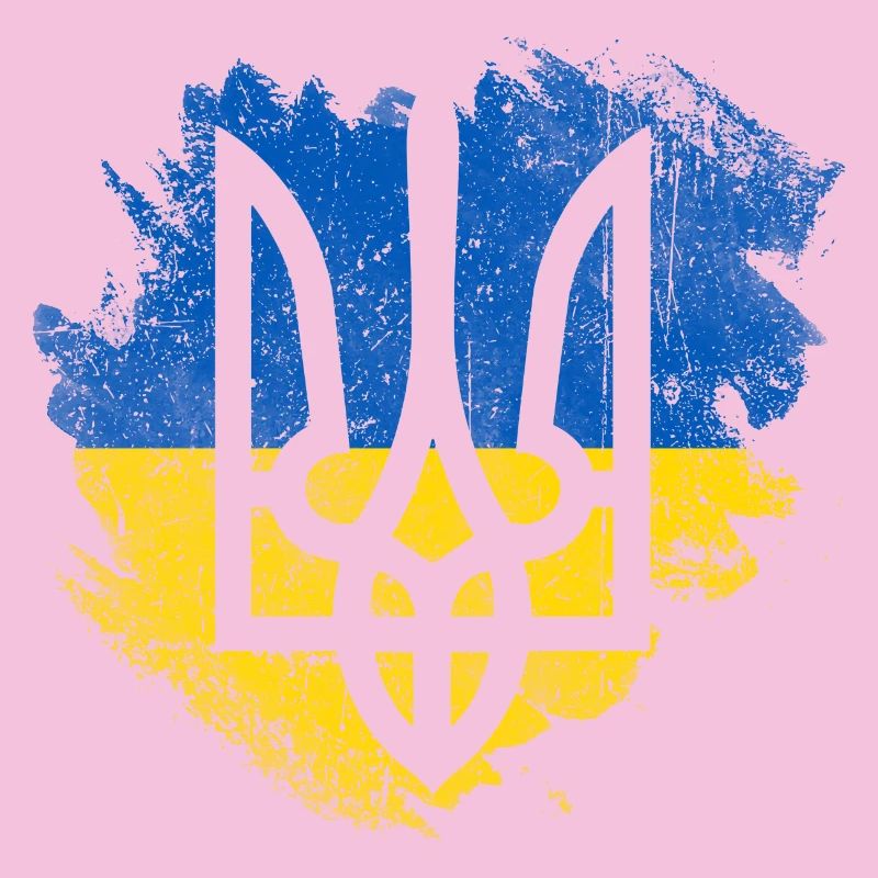 Drapeau trident ukrainien Brush