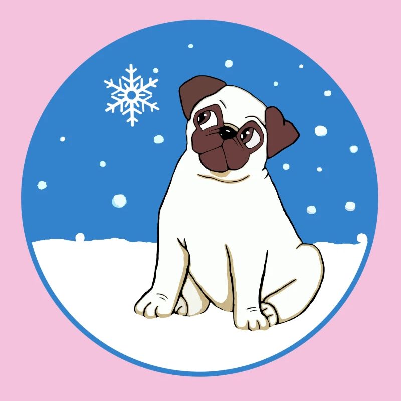 Mops im Schnee