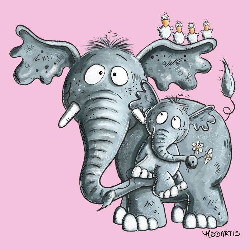 Maman éléphant et bébé éléphant
