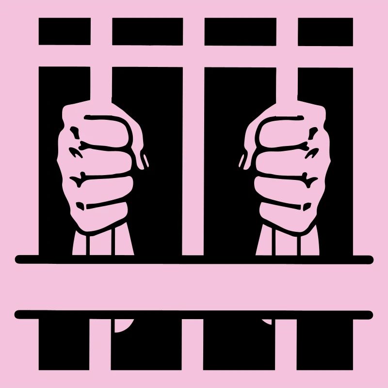 Zwei Fäuste hinter Gittern und Leerzeichen