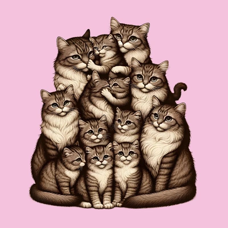 regroupement affectueux de chats et de chatons