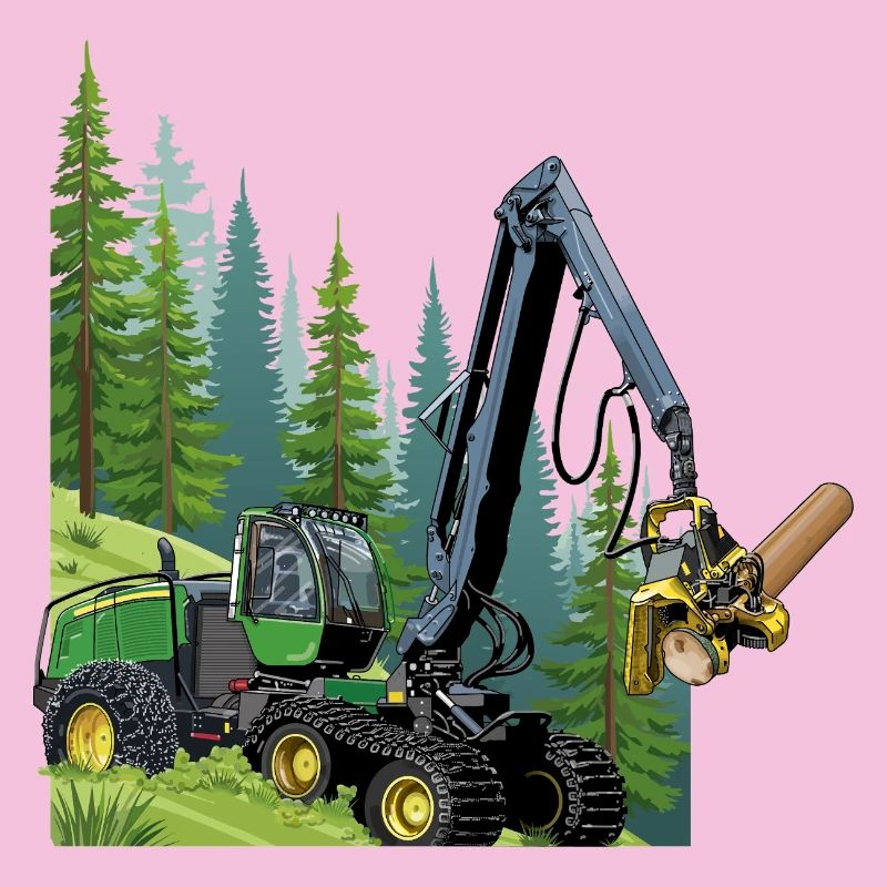 Récolteuse, moissonneuse en forêt