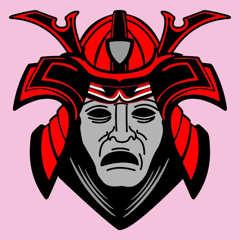 Düsteres Samurai-Gesicht mit Helm