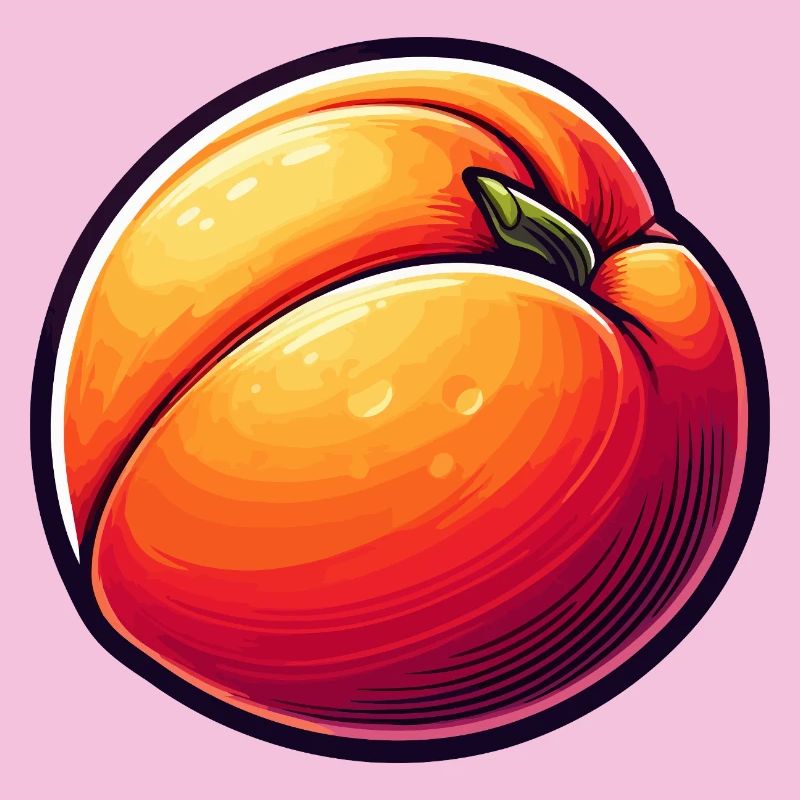 Peach Illustration Vibrant Nature Art