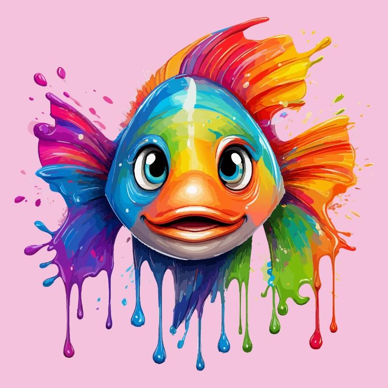 Coloured fish with colour explosion
