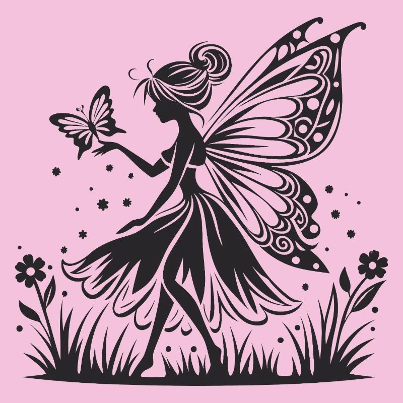 Fée au clair de lune avec silhouette de papillon