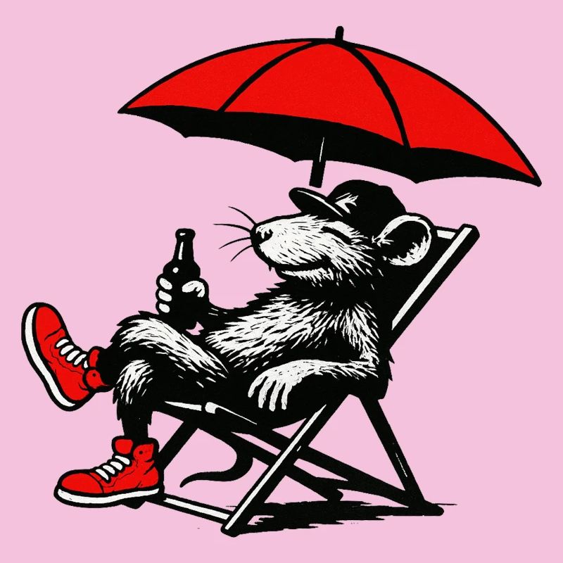 Ratte mit Sonnenschirm Relax