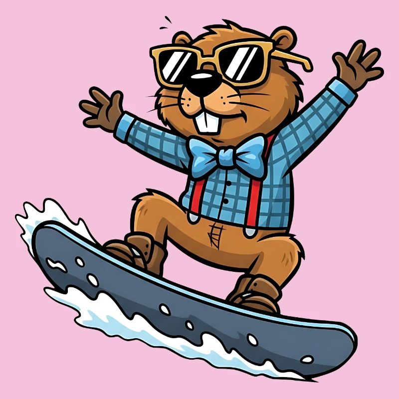 Cooler Snowboard Biber Comic Sonnenbrille