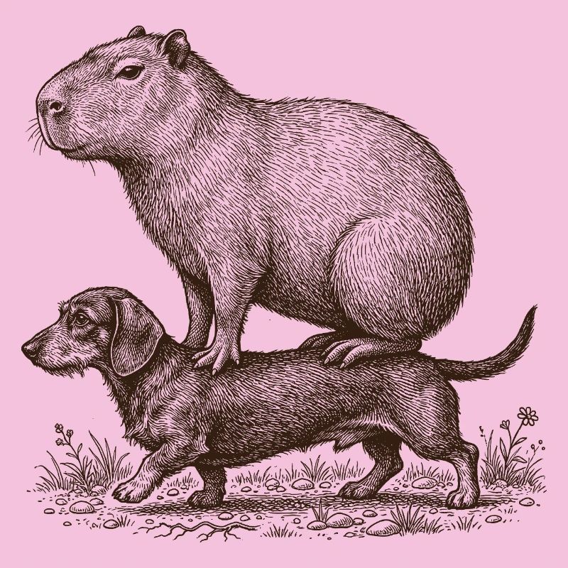 Lustiger Capybara-reitender Dackelhund