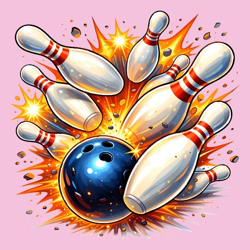 La boule de bowling dégage les skittles - coup direct