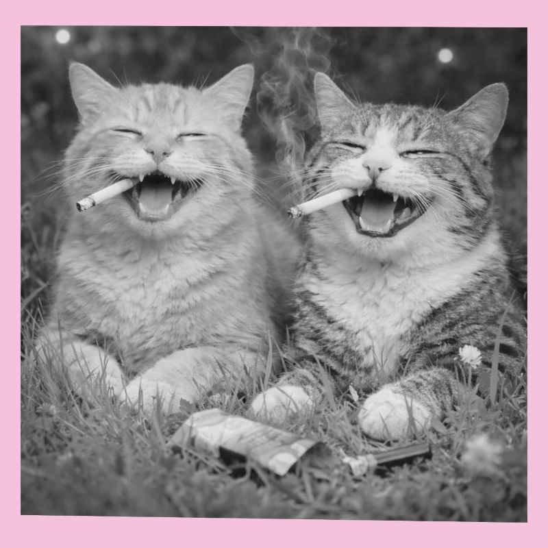 Katzen lachen mit Zigaretten