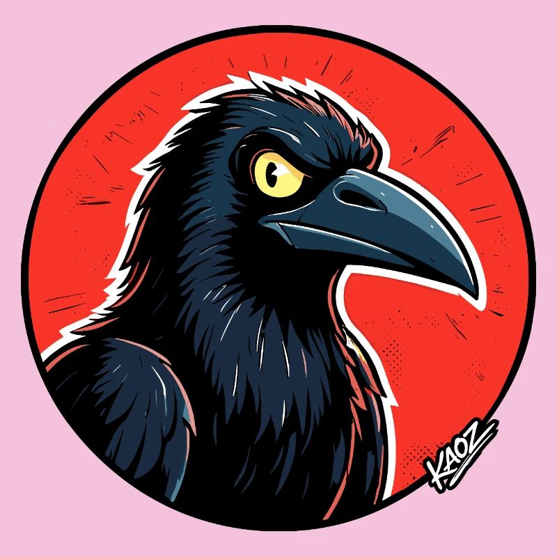 Corbeau noir dans l’orbite rouge