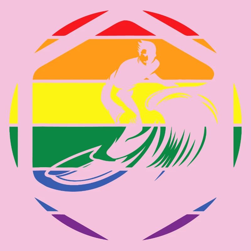 Rainbow Wave Surfer Circle