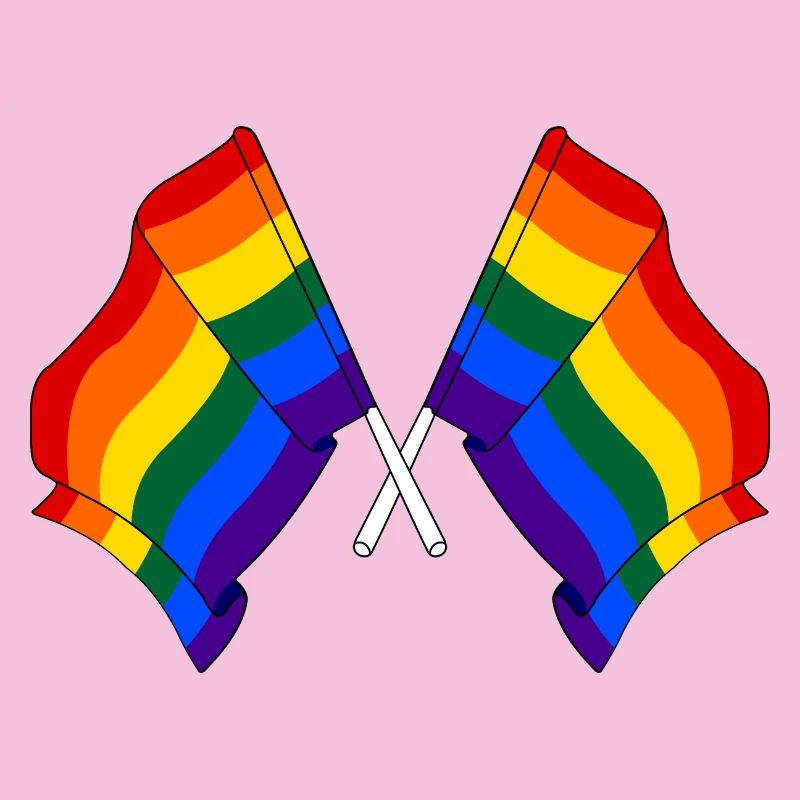 Two rainbow flags