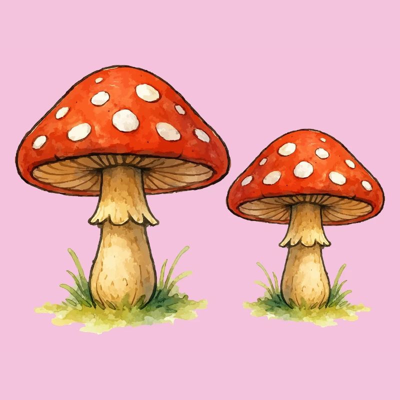 Champignons rouges dans l’herbe
