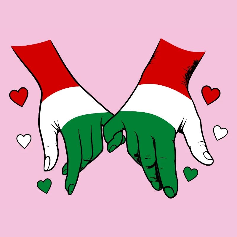 Drapeau hongrois main dans la main