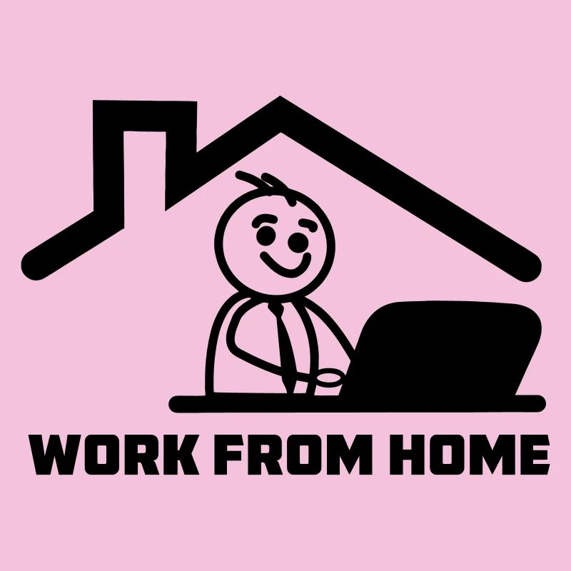 Working from home with stick figure behind laptop