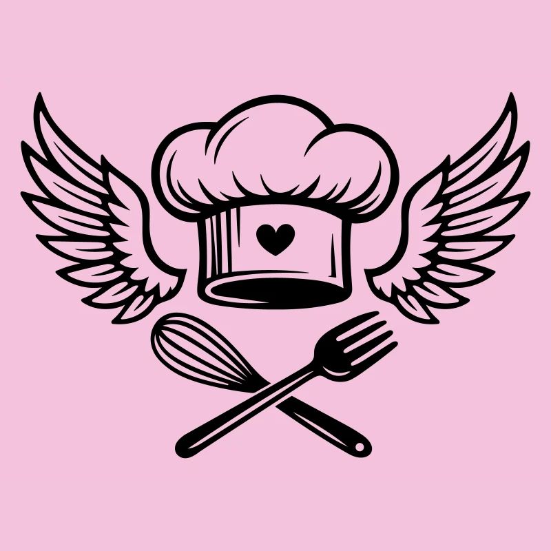 Chef's hat with heart and wings