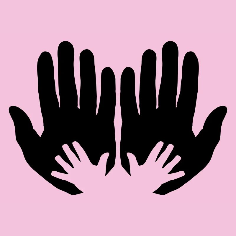 Open parents hands with children's hands