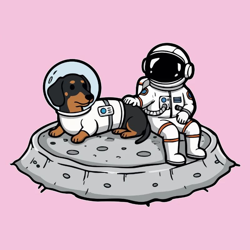 Astronaute Chien Teckel Lune Espace