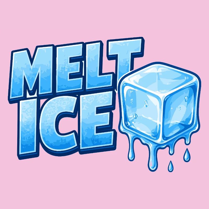 Melt Eis Eiswürfel Typo