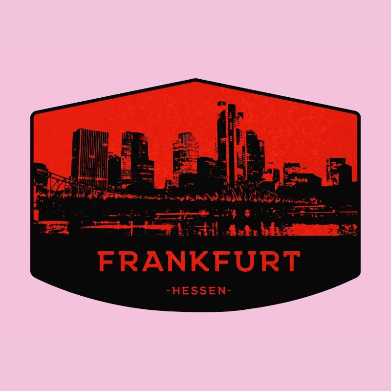 Frankfurt Skyline Patch Red Black