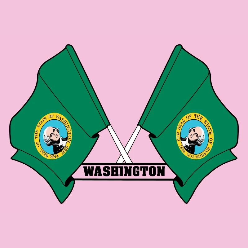 Deux drapeaux texte WASHINGTON