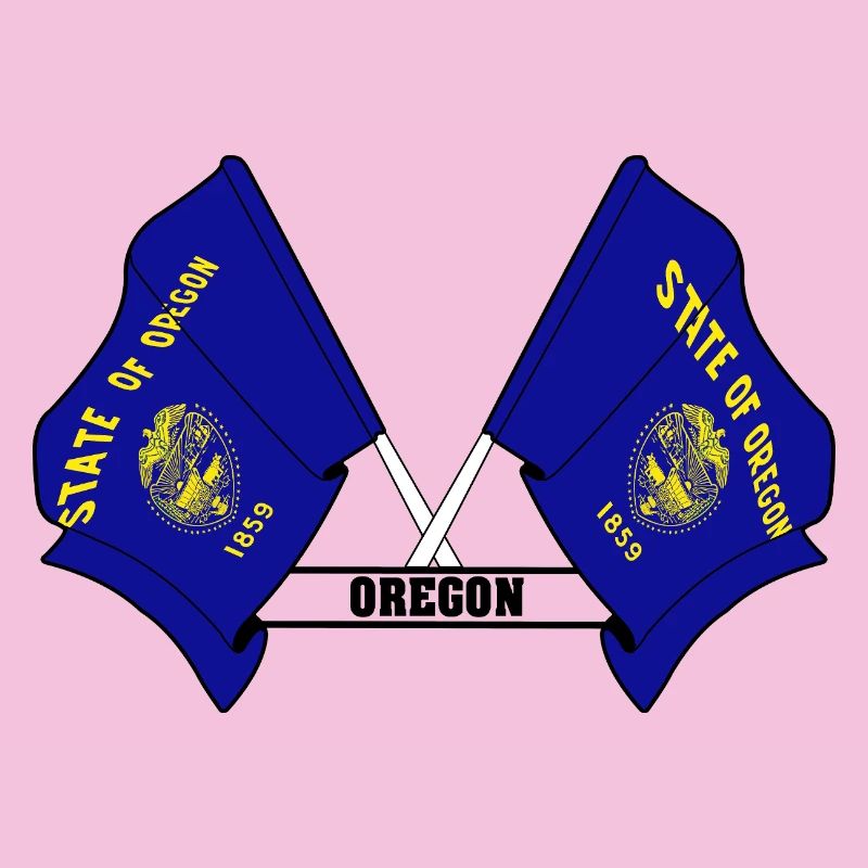 Deux drapeaux texte OREGON