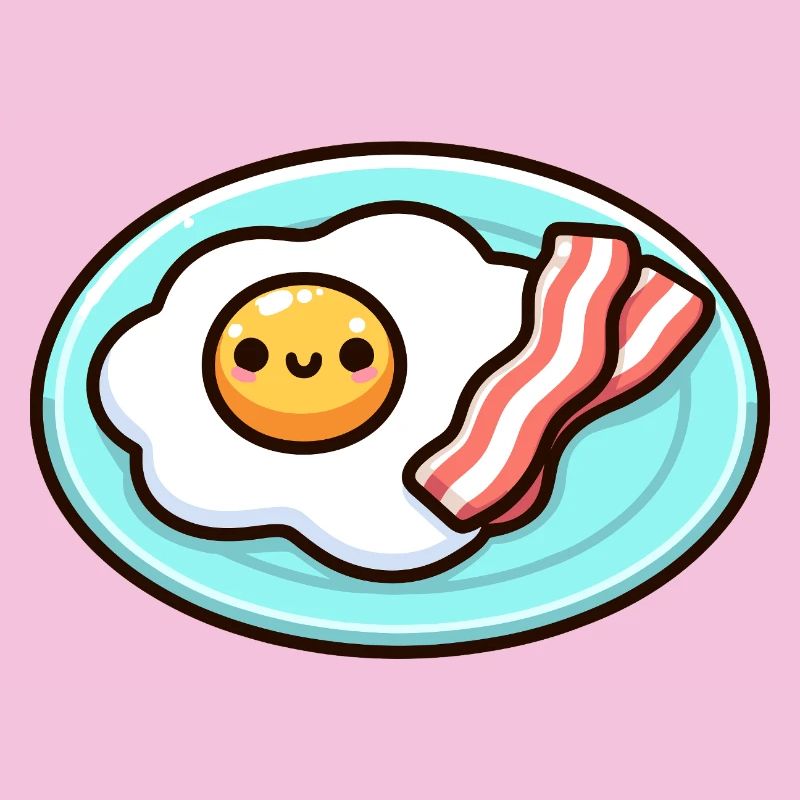 Cute Sunny Side Breakfast Illustration