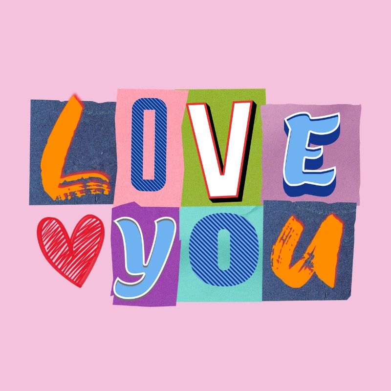 L’amour dans un collage coloré