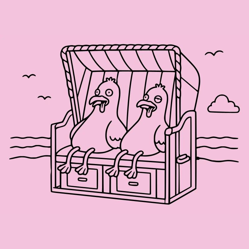 Witzige Möwen Strandkorb
