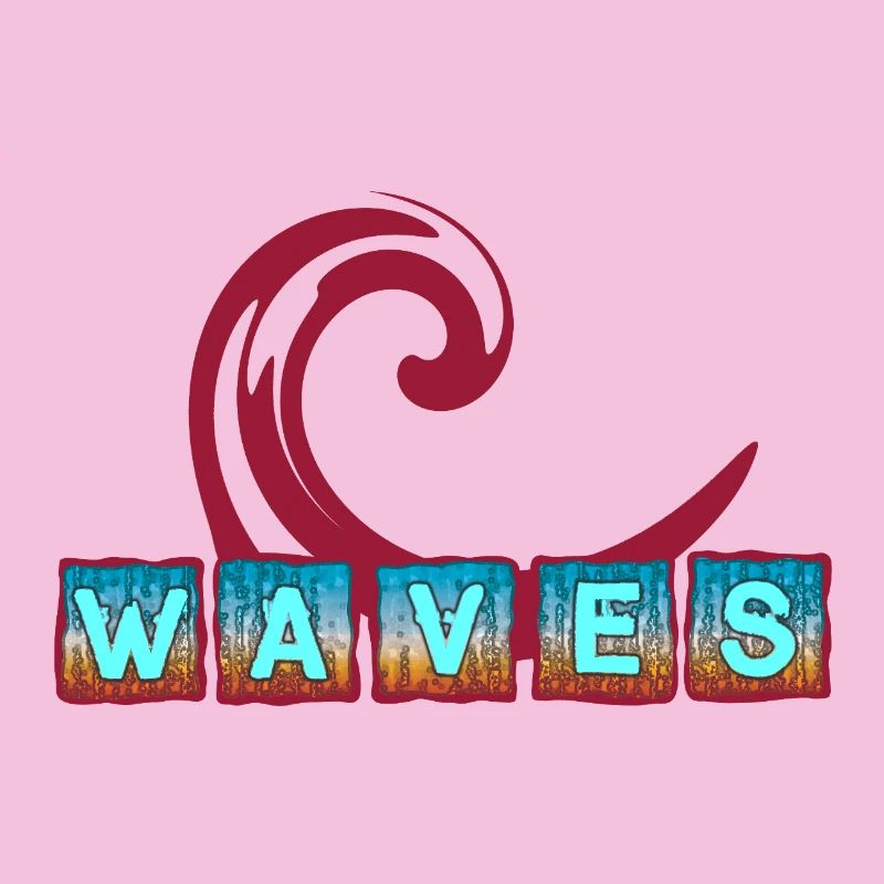 Abstract ocean wave art - surfer design