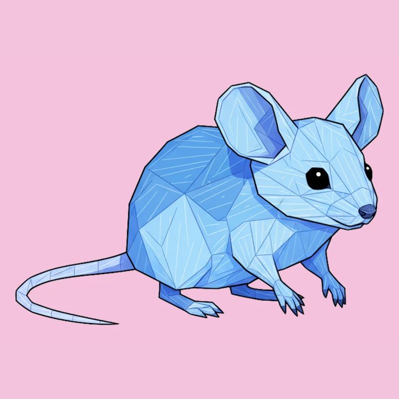 Blue Low-Poly Mouse