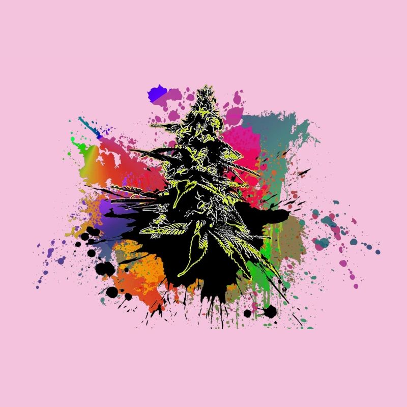 Graffiti de cannabis avec éclaboussures de peinture