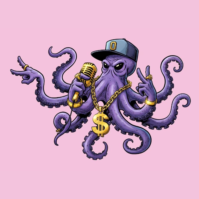Oktopus Rapper mit Goldkette