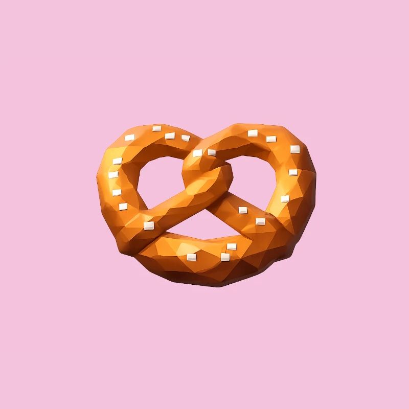 Low Poly Orange Polygonal Pretzel