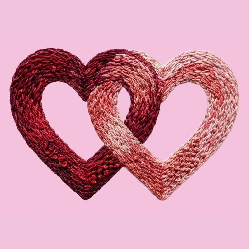 Deux cœurs de Saint-Valentin brodés (imprimé)