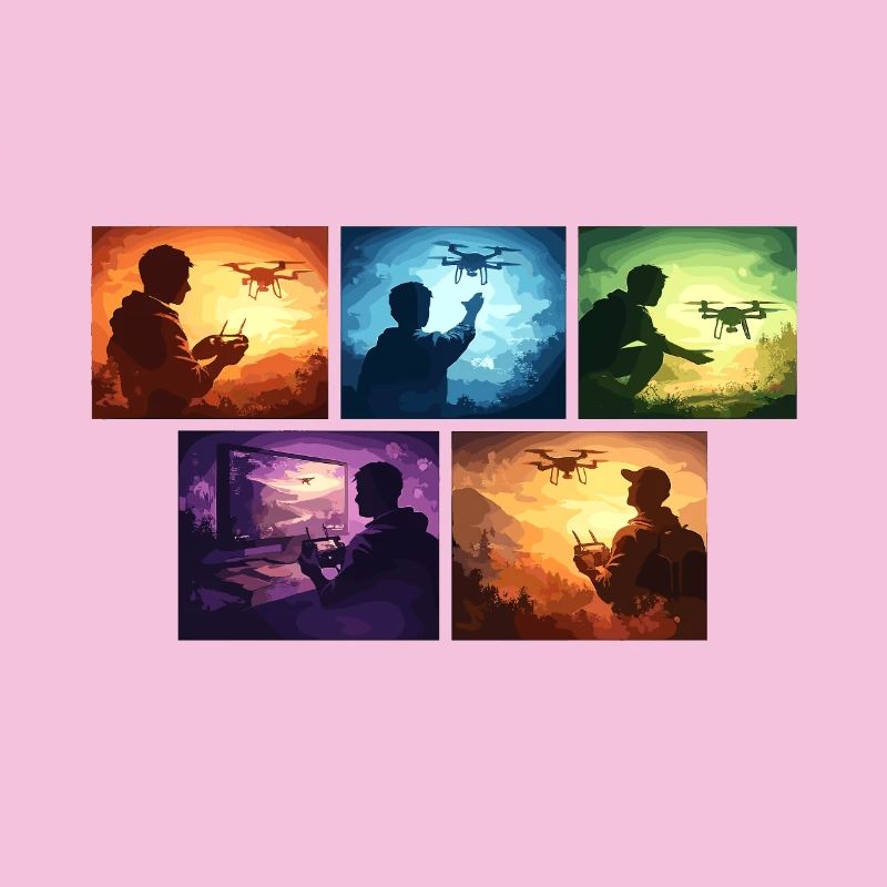 Collage de Coucher de Soleil de Drone