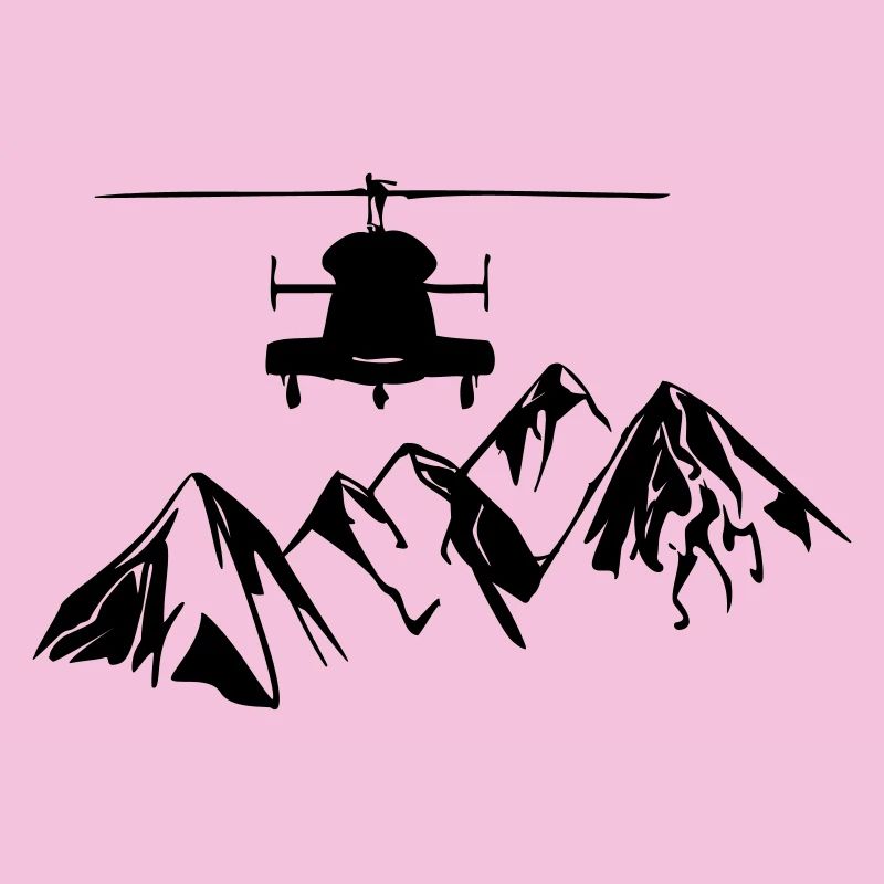 Helicopter with mountains