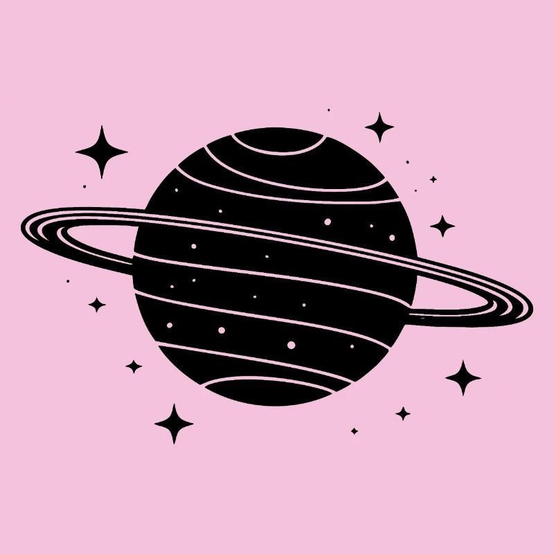 Minimalistischer Planet mit Ring – Schwarze Space