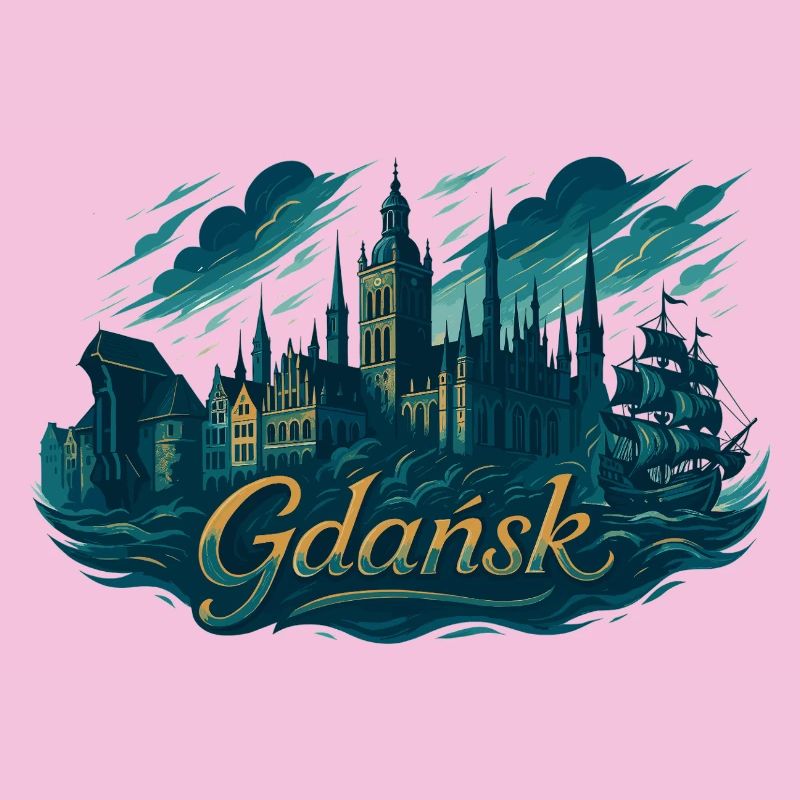 Danzig Gdańsk maritim Silhouette Polen Geschenk