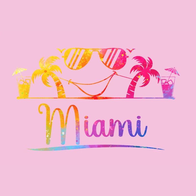 Miami Beach Palm Rainbow Design