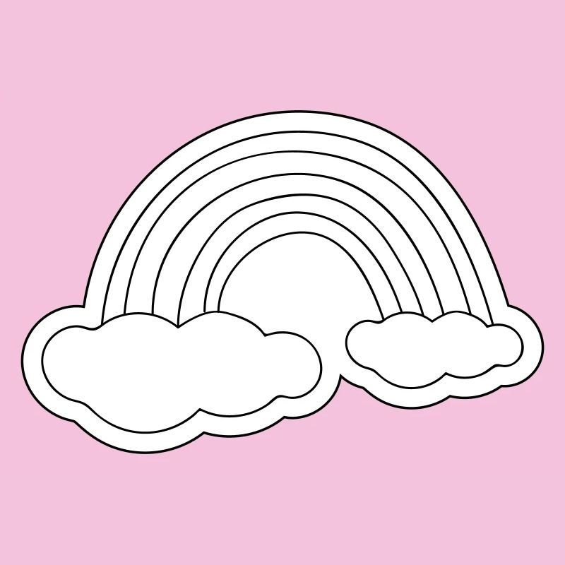 Minimalistischer Regenbogen auf Wolken