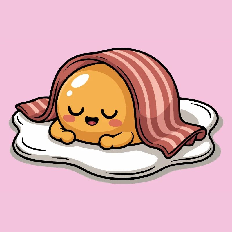 Sleeping Egg With Bacon Cartoon