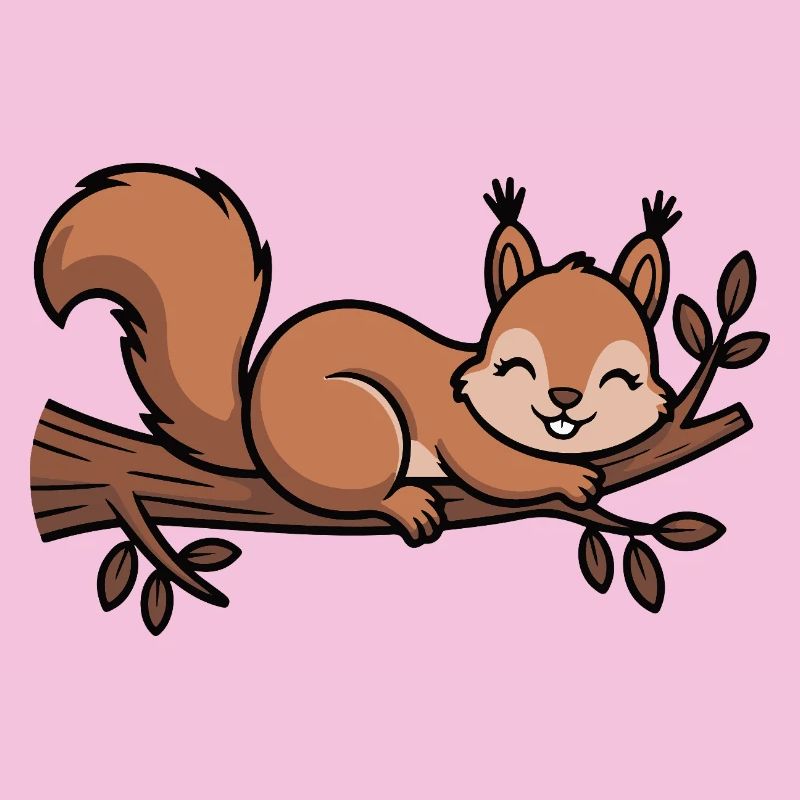 Squirrel on Branch Cartoon